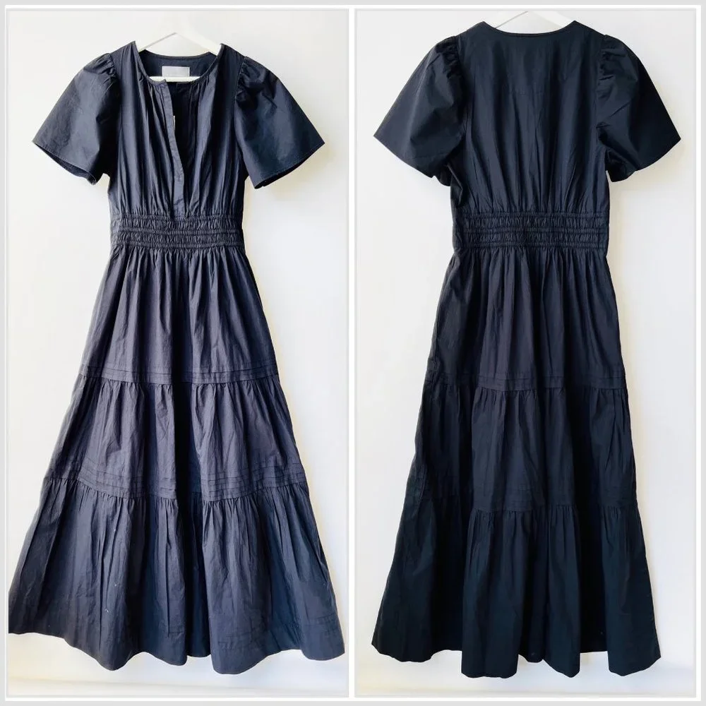 Anthropologie NWT Cotton Somerset maxi dress in black Size - Picture 2 of 12